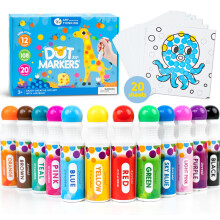 Krukke Melo Vaskbare Dot Markers 12 farver Dot Paints med 108 PDF og 20 fysisk aktivitetspapirer, giftfri bingo daubers til sm?b?rn 2-4