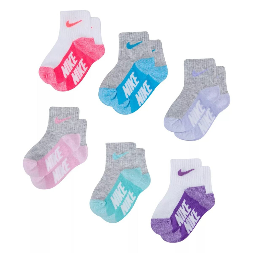 Nike Baby Lightweight Ankle Socks 6 Pack (White(NN0659-A96)/P_V  12-24