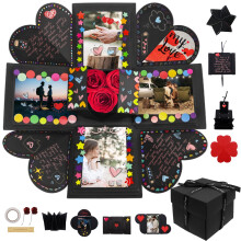 Explosion Box Gifts Surprise Creative Diy Photo Exploderande krlekslda Krleksminnesfoto med 4 ansikten fr rsdagen Fdelsedag Valentine's Day
