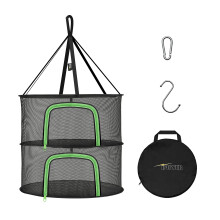 Ipower urtetørringsstativ 2-lag 2-fod hængende netto tørretumbler sammenfoldelig med U-form lynlåse Pothook Carabiner og opbevaringspose til hydr