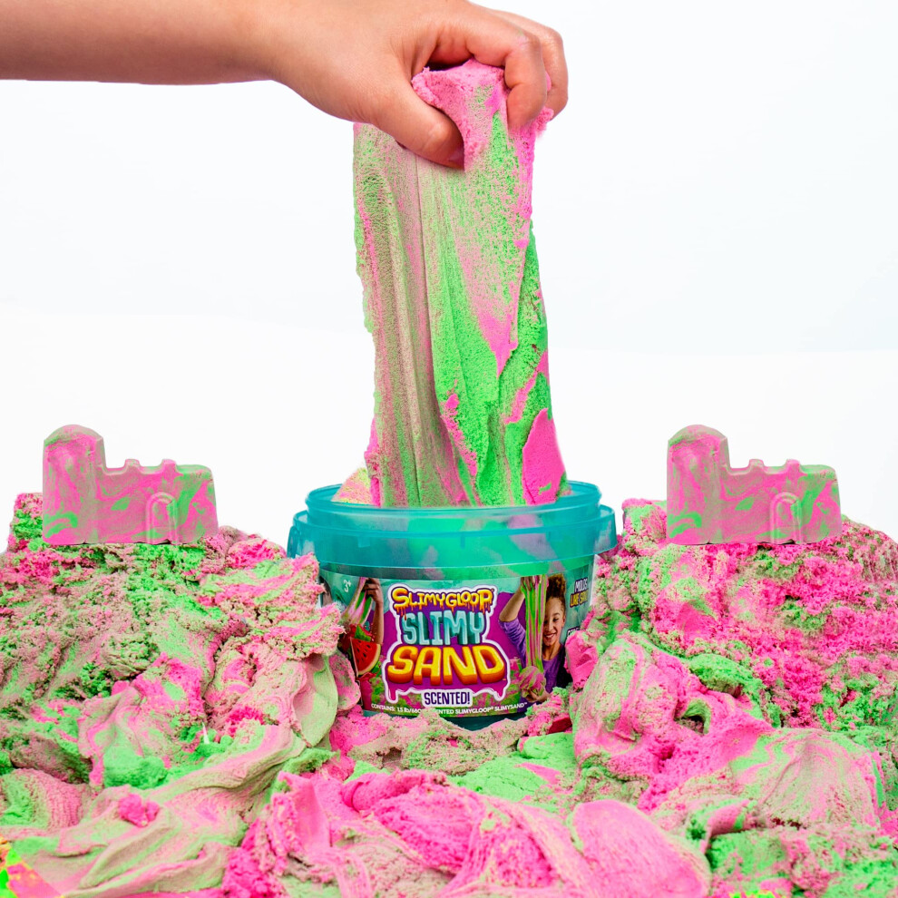 Slimysand Watermeloen Slimygloop Slimy Sand 1,5 Lb. Emmer - Roze & Neon Groene Geurende Emmer Voor Kinderen Van 3+-image