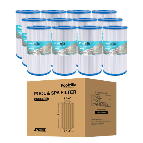 Poolzilla 12-Pack Filtro Substituto Tipo A ou C, Compatível com Intex 29000E/59900E