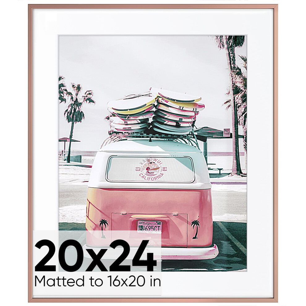 Homeforia 20X24 Cornice Oro Rosa Con Passepartout In Metallo 16X20 Cornici Per Foto 20 X 24 Per Parete Cornice Per Poster In Alluminio 20 X 24 Tempe