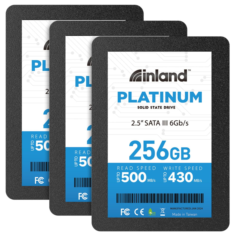 Inland Platinum 3 Pack 256Gb Ssd Sata Iii 6Gb/S 2.5"" 7Mm Tlc 3D Nand Internal Solid State Drive (256Gb X 3) 618996747597