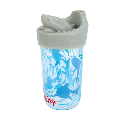 Nuby No Spill 3D Σημάδι Σουπίτσα με Μαλακή Υφή Flo, 12 Ουγγιές, Καρχαρίας 1