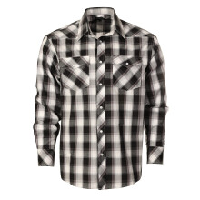 Camicia a maniche lunghe Gioberti da uomo in stile western a quadri con bottoni automatici in perle, a quadri neri e bianchi, taglia grande