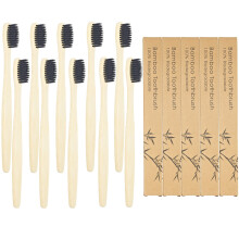 SEVENHEAD 10 PCS Bamboo Toothbrushes Soft Bristles Wooden Toothbrushes