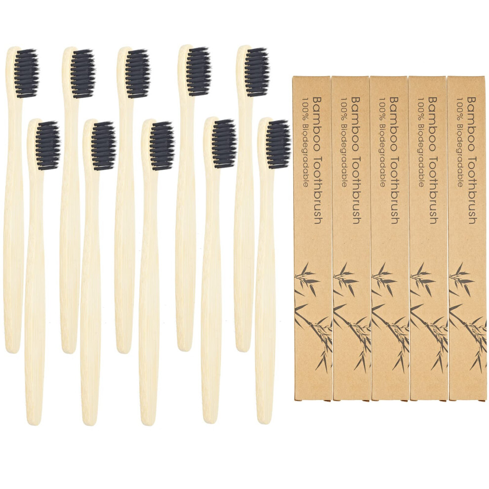 Siebenkopf Sevenhead 10 Pcs Bamboo Toothbrushes Soft Bristles Wooden Toothbrushes