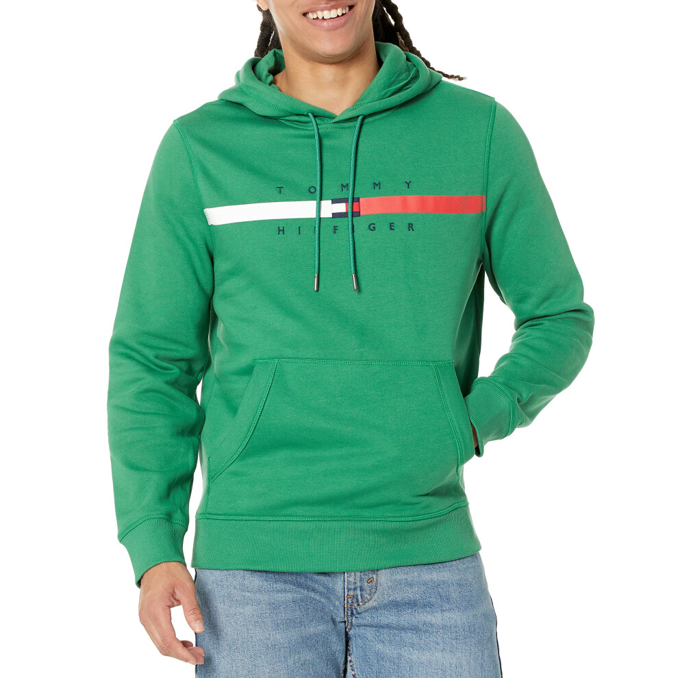 Tommy Hilfiger Men's Flag Stripe Hoodie Sweatshirt  ECHOS of Green  XL