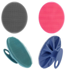 Food-Grade Soft Silicone Body Cleansing Brush Shower Scrubber Gentle Exfoliating and Massage for All Kinds of Skin (Pack of 4)