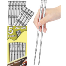 ZDPMK Premium-Essstbchen-Set aus Metall  5 Paar Essstbchen aus Edelstahl, wiederverwendbar, splmaschinenfest, rutschfest, mit Etui, hochwertig, f