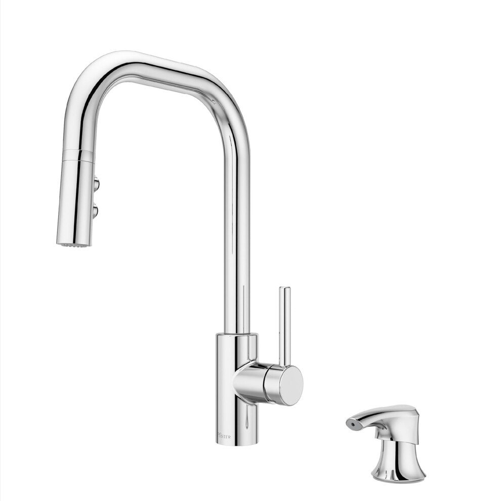 Pfister Zanna Kitchen Faucet With Pull Down Sprayer And Soap Dispenser Single Handle High Arc Polished Chrome Finish F5297zn 038877655634