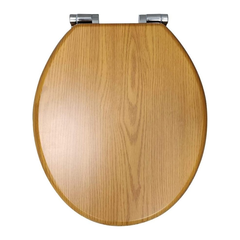 Cambridge Oak Toilet Seat Wood Oak Effect Traditional Style Soft Close Hinges Universal Size Easy To Clean Durable Bathroom Toilet Seat Soft Close Oak 4069625657187