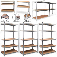 Heavy Duty 5-Tier Garage Shelving Unit - Adjustable MDF Shelves, 875 kg Total Capacity, Screwless Assembly, Split into 2 Units, Floor-Protecting Feet