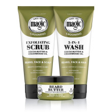 Softsheen-Carson Magic - Kit de rasage et de toilettage pour barbe pour homme avec huile de bois de cdre - Gommage et nettoyant au beurre de bar