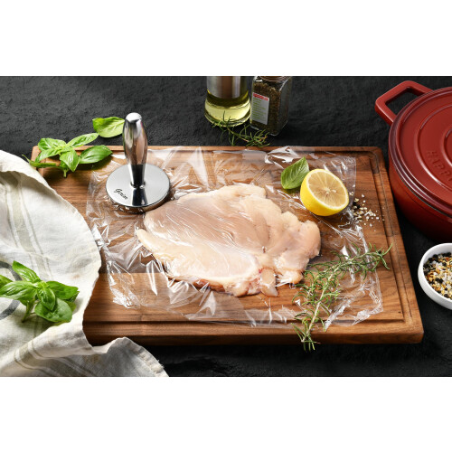 Meat Pounder Tenderizer  Solid Cast Stainless Steel Round Chicken Flattener Tool  Dishwasher Safe 2