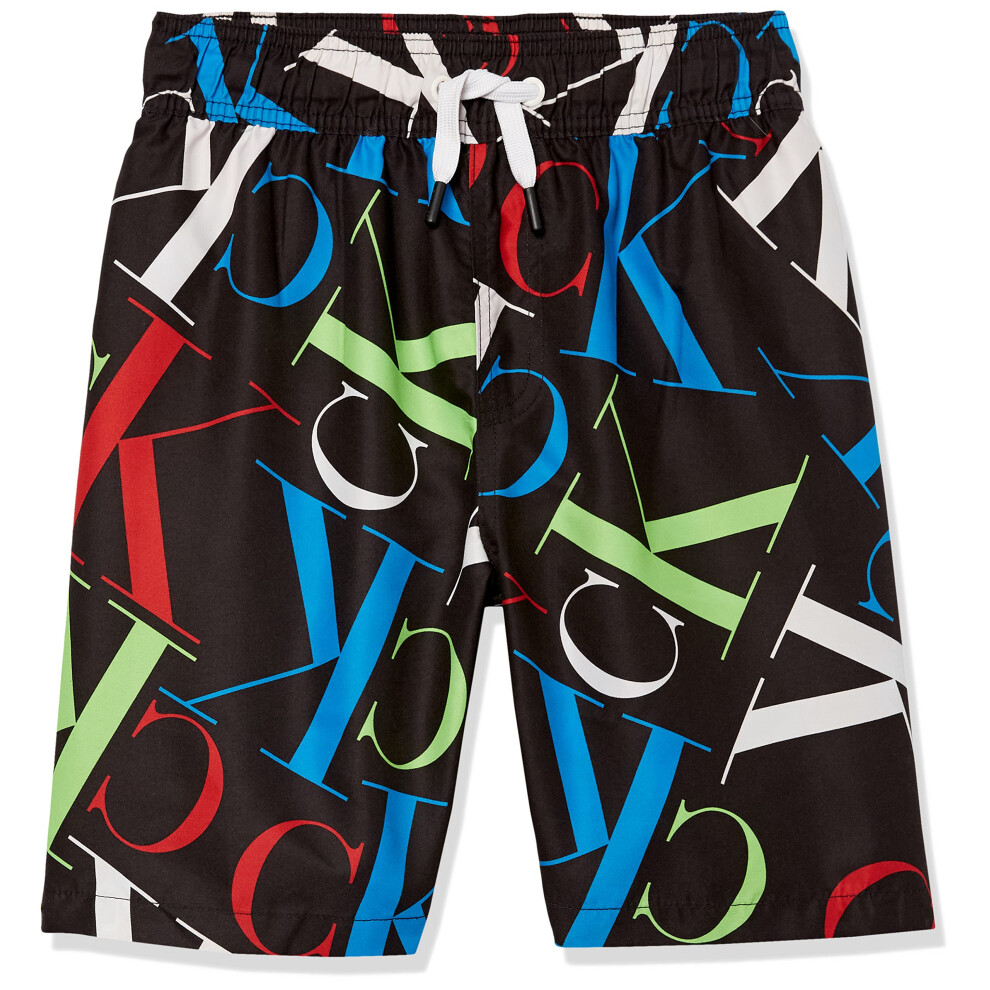 Calvin Klein Boys' Swim Trunk with UPF 50+ Sun Protection  Neon Black