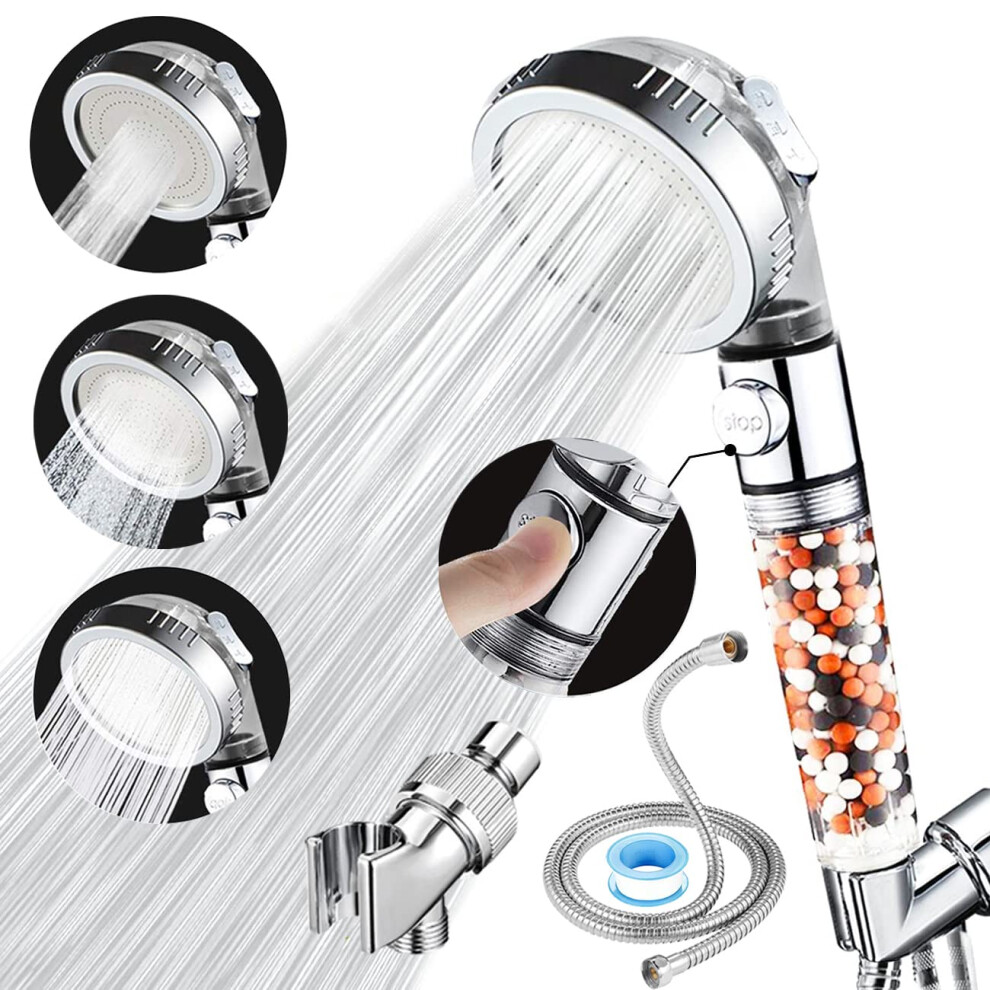 Pommeau de douche     main haute pression Vacto avec filtre Kits de pommeau de douche avec tuyau et support Adoucisseur d'eau dure Purificateur d'eau
