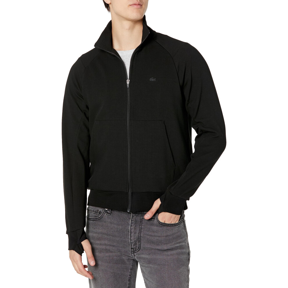 Lacoste Men's High Neck Cotton Blend Zip Sweatshirt  Noir  Small