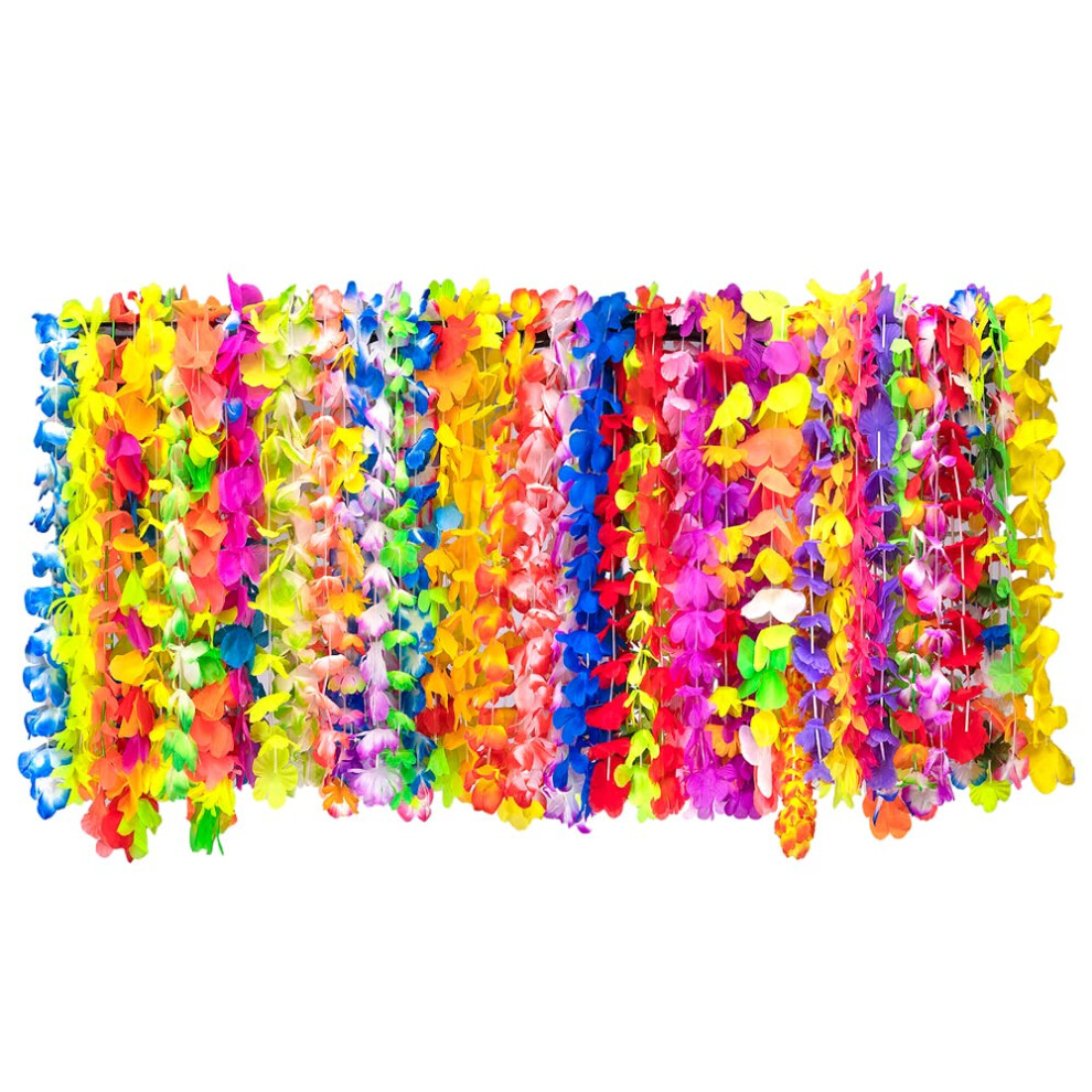 GOXI 50 Counts Hawaiian Flower Leis for Luau Party hawaiian Leis Vibra-image-OPC-PFMVWYJ-NEW