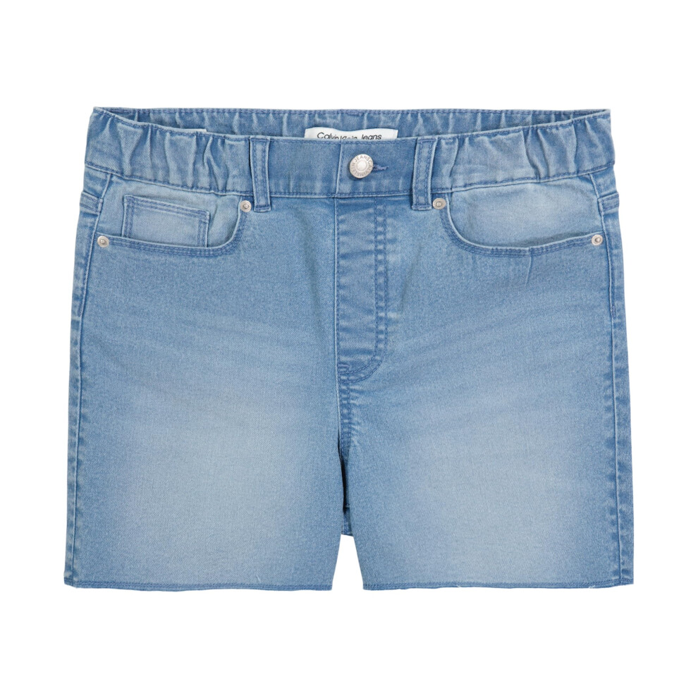 Calvin Klein Girls' Pull On Jean Shorts  Stretch Denim  Mid to High Ri