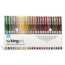 KINGART Soft Grip Earth Tone Gel Pens XL 2,5 mm inktpatroonset van 24 unieke kleuren