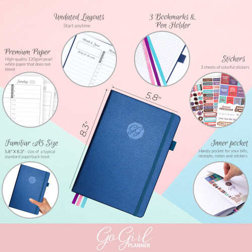 GoGirl Weekly Schedule Planner - Undated Hourly Work & Life Planner wi 2
