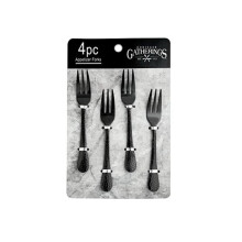 Godinger 80105 Stainless Steel Appetizer, Cake & Dessert Forks, Black - Set of 4