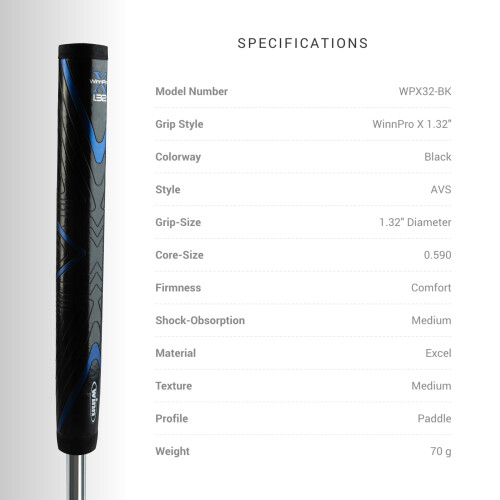 Winn Pro X 1.32 Πάτημα Grip (Jumbo, Μαύρο/Μπλε) 2