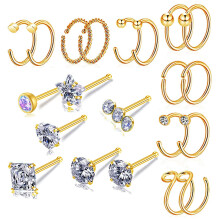 Yeelong n?se ringer knogler n?se ringer b?jler n?se piercing smykker til kvinder 20g (3-farvet I) s?lv 5do