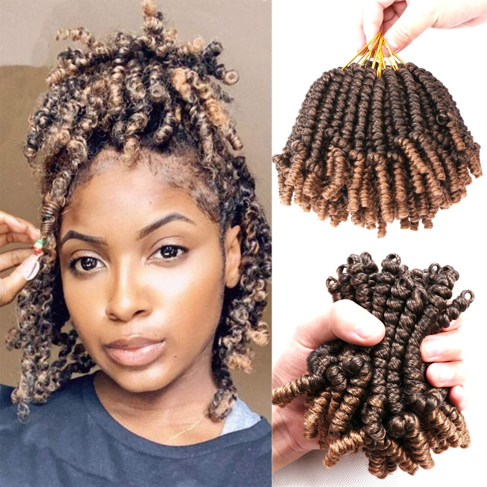 Levensschoonheid Unisex Not,Specified 8 Packs Short Spring Twist Crochet Hair 4Inch Pretwisted Passion Twist Crochet Hair Curly Pre Looped Crochet Braids Hair Bomb Twist Kids Cro