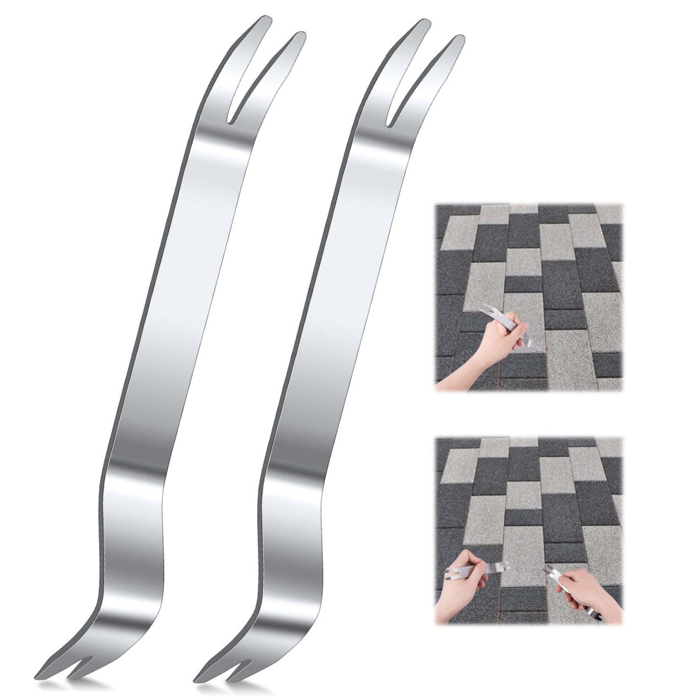PAGOW Lot de 2 extracteurs de pav   s pour enlever les briques encastr   es, outil pour remplacer les pav   s de patio (17,8 cm de long, argent)