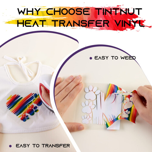 Tintnut Orgulho Vinil de Transferência Térmica - 7 Folhas 10x12 Polegadas HTV Arco-Íris LGBTQ 2