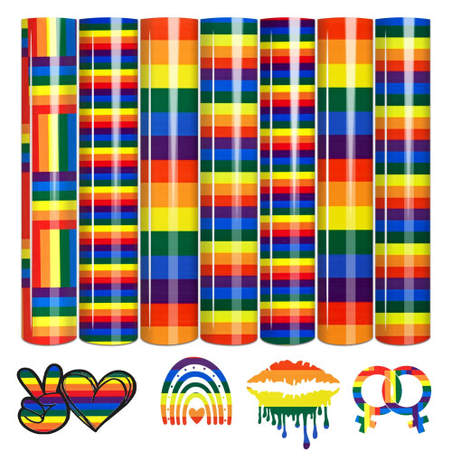 Tintnut Orgulho Vinil de Transferência Térmica - 7 Folhas 10x12 Polegadas HTV Arco-Íris LGBTQ