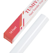 TUMIYA Rola de vinil cu transfer termic 12 in x 14 picioare Vinil HTV alb pentru tricou Vinil HTV (alb 14 picioare)
