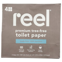 Reel, Premium Tree-Free Toilet Paper, 4 Mega Rolls