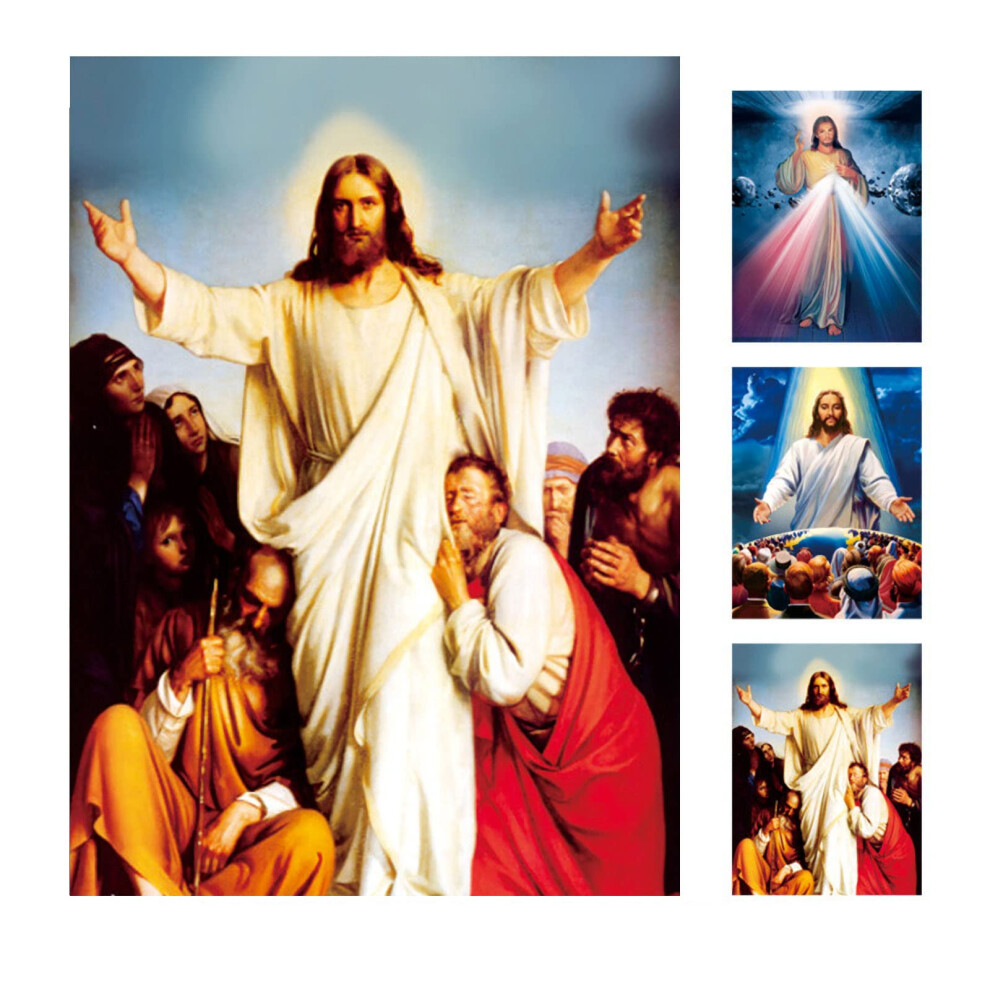 Rileyson Divine MiséRicorde JéSus-Christ Image 3D Affiche Holographique JéSus Peinture Religieuse ChréTienne Sainte DéCoration Murale Pour La Mai-image