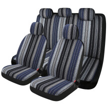 PONYJOYUP Baja Saddle Blanket Car Seat Covers 9PCS Full Set Breathable and Washable Striped Woven Automotive Vehicle Seat Cover Universal Seat Cover