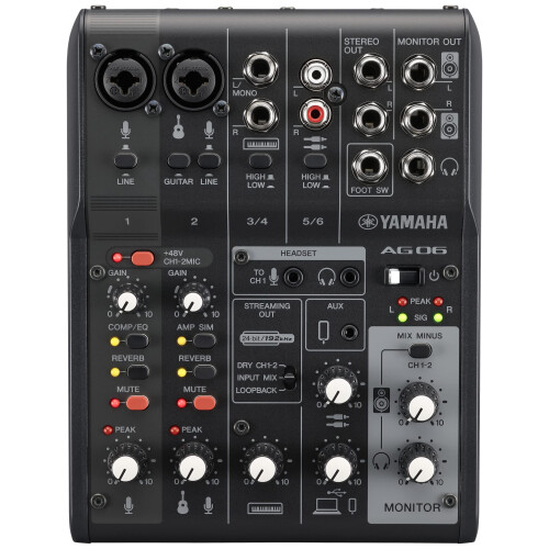 Yamaha Yamaha Ag06MK2 Black 6-channel Live Streaming Loopback MixerUSB Interface with Steinberg Software Suite