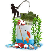 KDPATFAV Gone Fishing Cake Topper 14 buca?i Decora?ie tematica pescar pentru rechizite pentru petreceri de pensionare