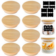 Oui-Joghurtglasdeckel  8er-Pack Oui-Deckel  natrliches Bambusholz mit Silikon-Dichtungsringen und Oui-Joghurtflaschenetikett fr 5-Unzen-Oui-Joghu