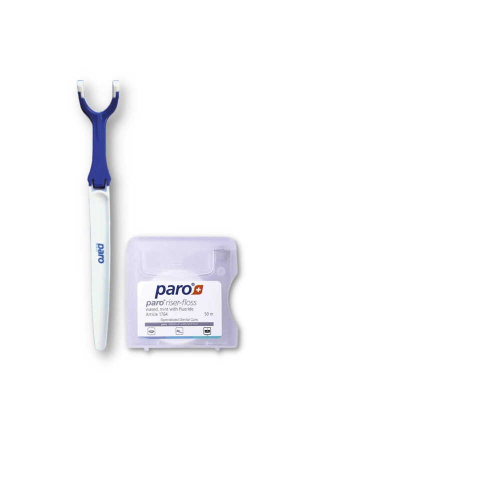 Paro Floss Holder And Riser Floss Mint, Waxed, Fluoridated, Floss 50M