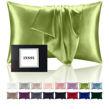 INSSL Silk Pillowcase for Women, Mulberry Silk Pillowcase for Hair and Skin and Stay comfortable and Breathable During Sleep(Tea green,Queen)