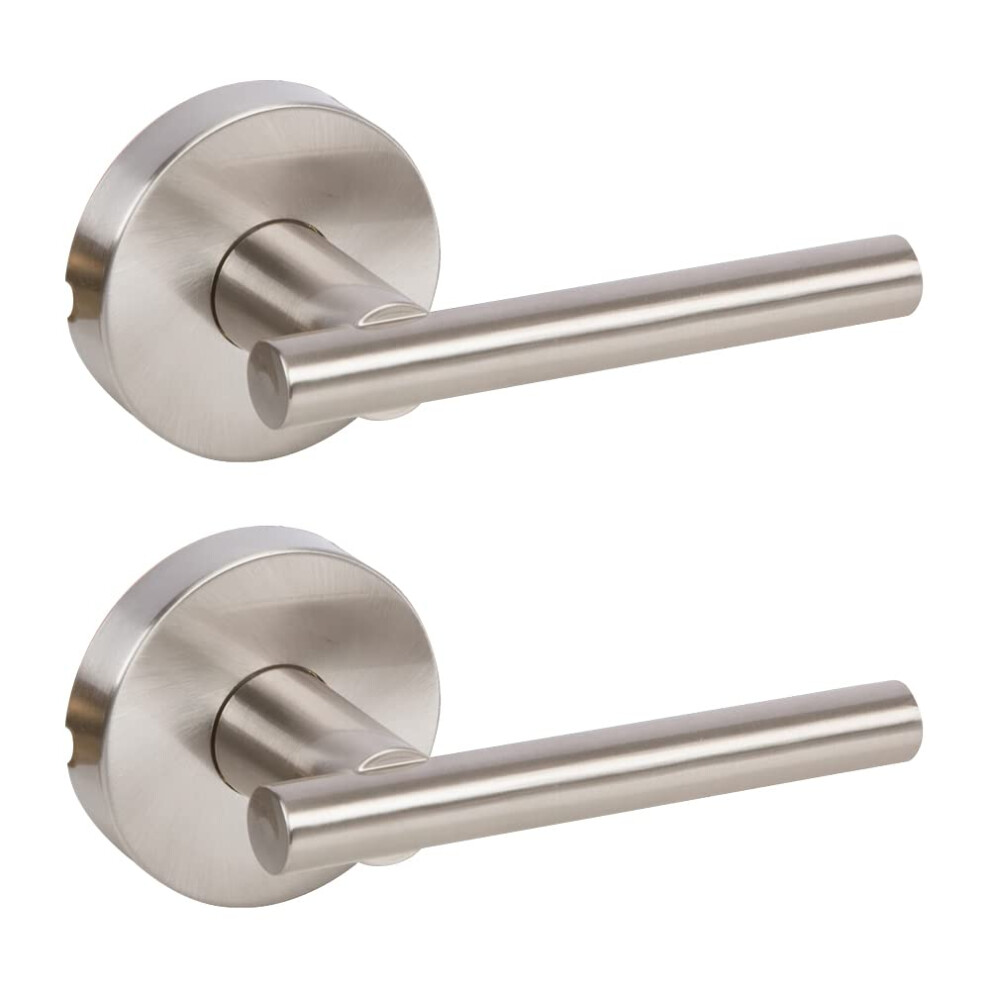Designers Impressions Kain Design Satin Nickel Dummy Non Turning Euro Door Lever Hardware for Closet Doors (Non- Functioning), 2 Pack