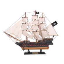 Handcrafted Model Ships Black-Prince-15-Lim-White-Sails 15 in. Wooden Ben Franklins Black Prince White Sails Limited Model Pirate Ship