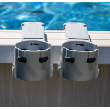 Suportes para Copos de Piscina para Piscinas Elevadas | 2 Pack, Cinza Prata | Apenas para Piscinas de Topo Quadrado