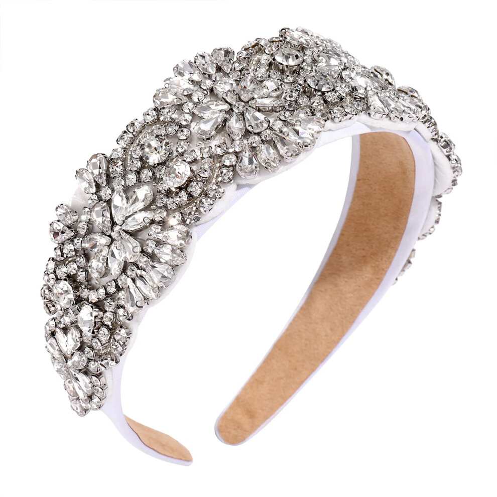 Uyt Fasce Per Capelli Da Donna, Con Strass, Con Perline Di Perle, Per Donne E Ragazze, Per Feste, Ragazze, Stile Barocco, Accessori Per Capelli (Bianco Barocco)-image