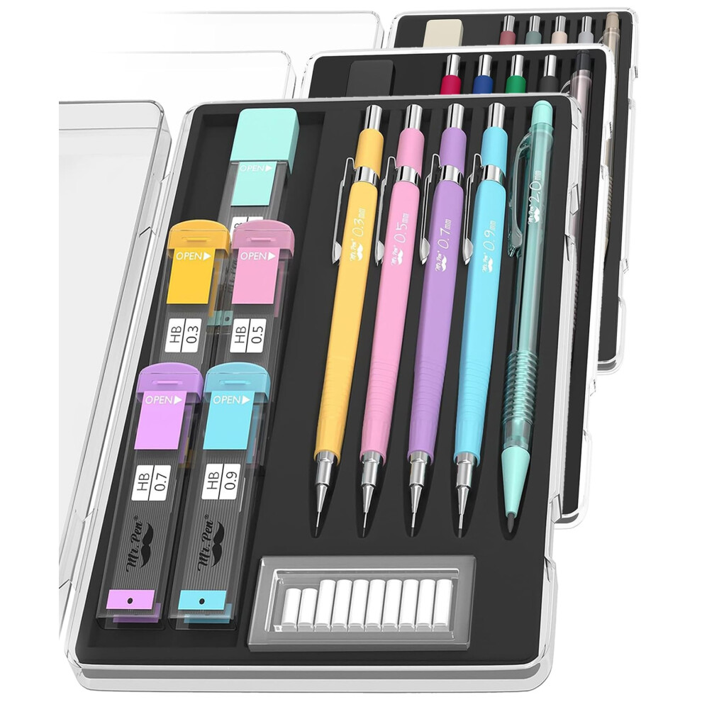 Mr. Pen - Pastel Mechanisch Potlood Set Met Lood En Gum Navullingen 5-image