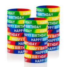 Dminya Happy Birthday Gummi-Armbnder, farbige Silikon-Stretch-Armbnder fr Geburtstagsparty-Zubehr, 30 Stck Gummi-Armbnder fr Party-Geschenk-Se