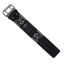Hot Leathers WTB1018 1.5 in. Skull & Bones Leather Watch Band - Black